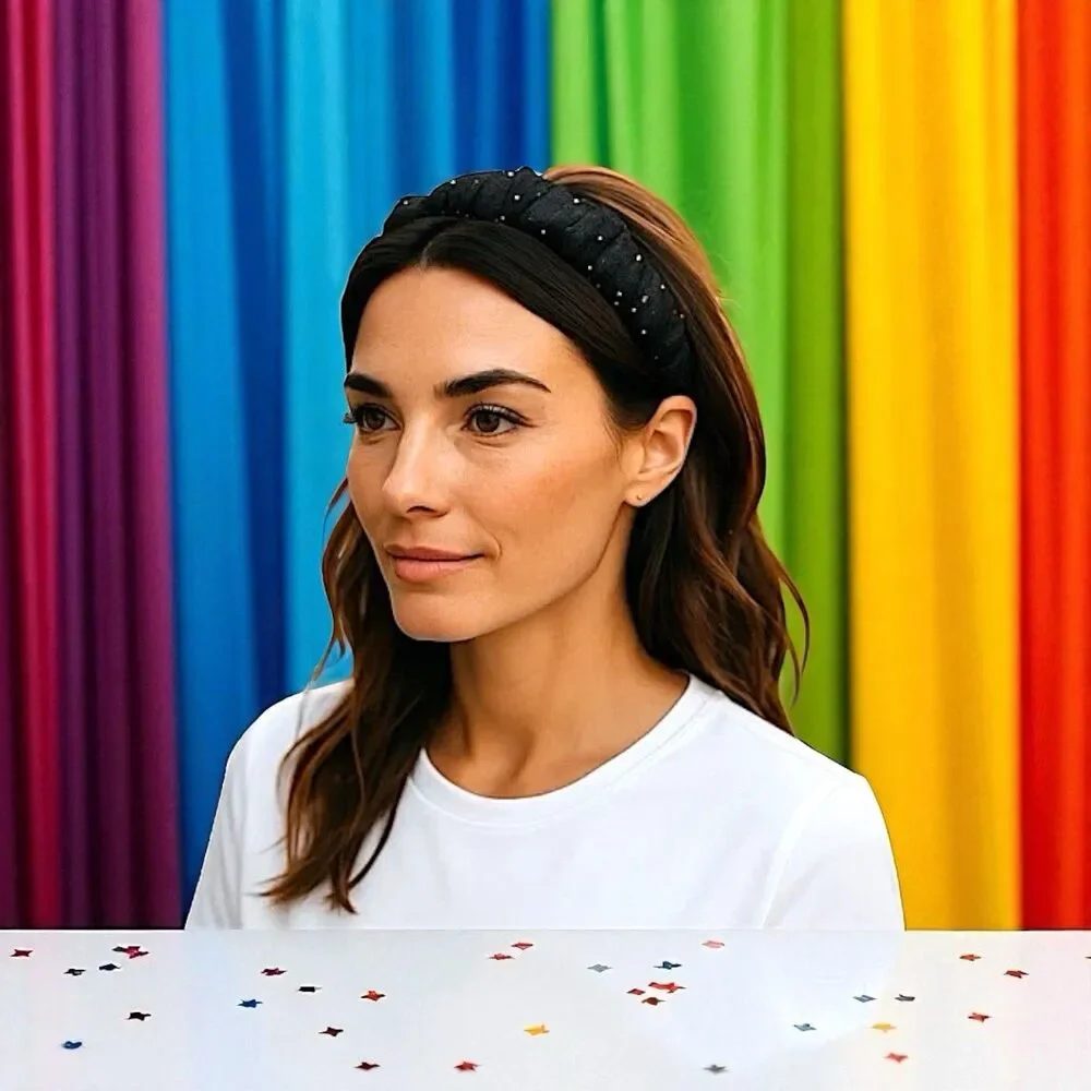 LELE SADOUGHI Jet Dot Velvet Kelly Headband BRAND NEW WITH TAGS RV $85